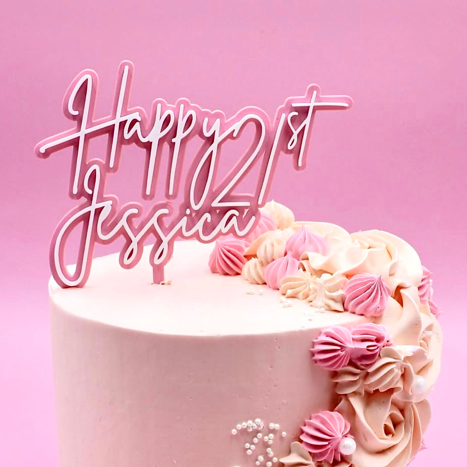 Double Layer Custom Name And Age Acrylic Birthday Cake Topper Cakers Paradise Cakers Paradise 7705