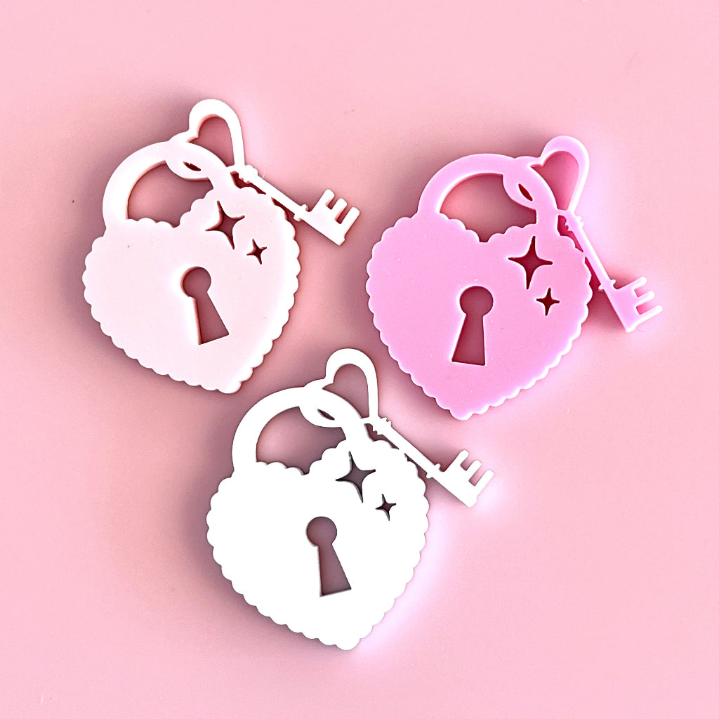 Acrylic Cupcake Topper Charms - Heart Lockets 6pc