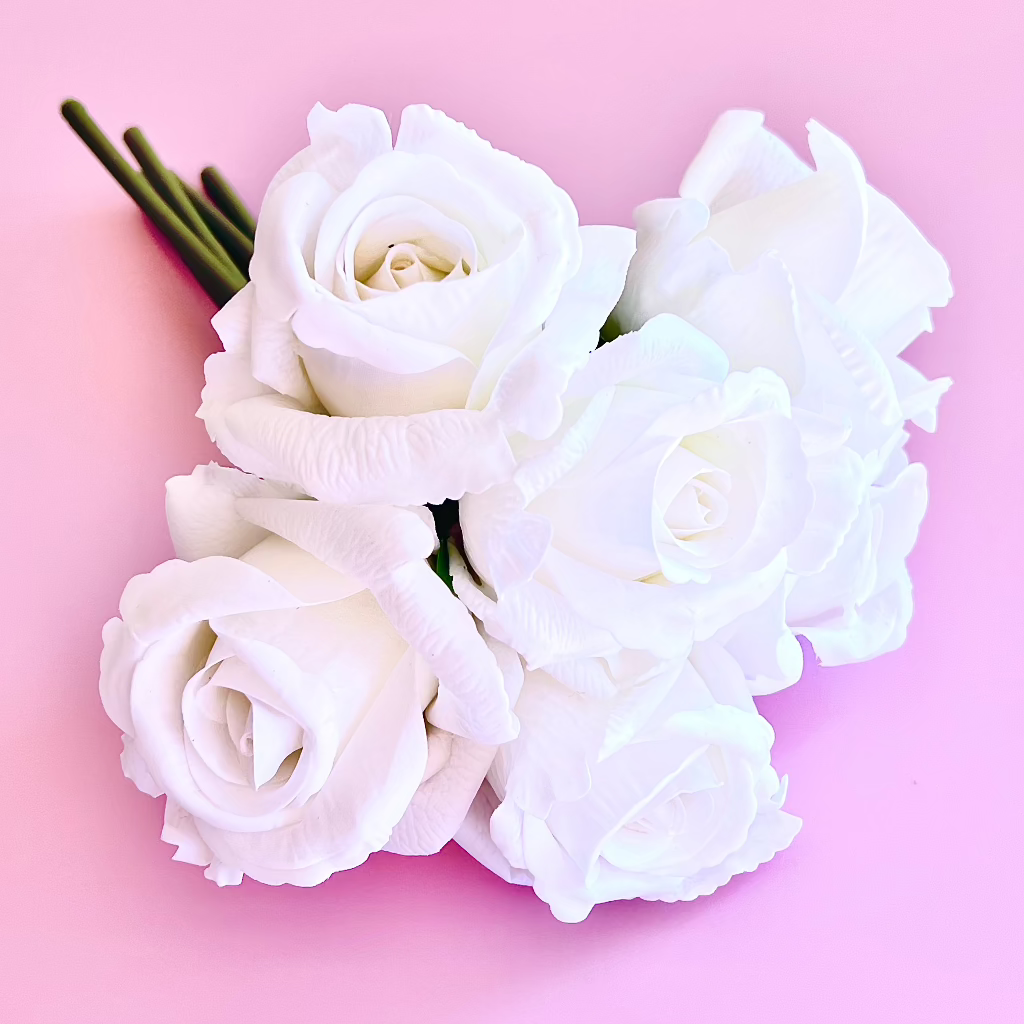 Artificial Real Touch Rose - White