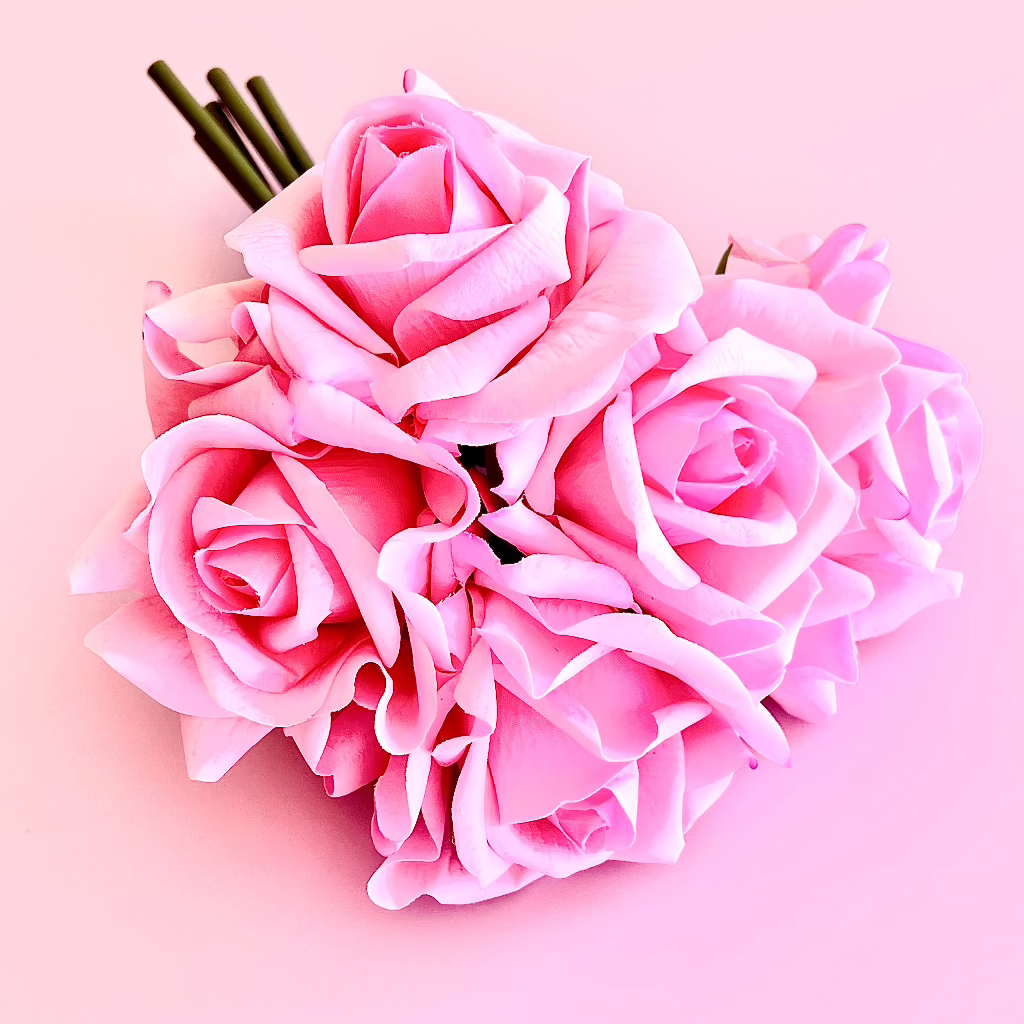 Artificial Real Touch Rose Open Bloom - Pink