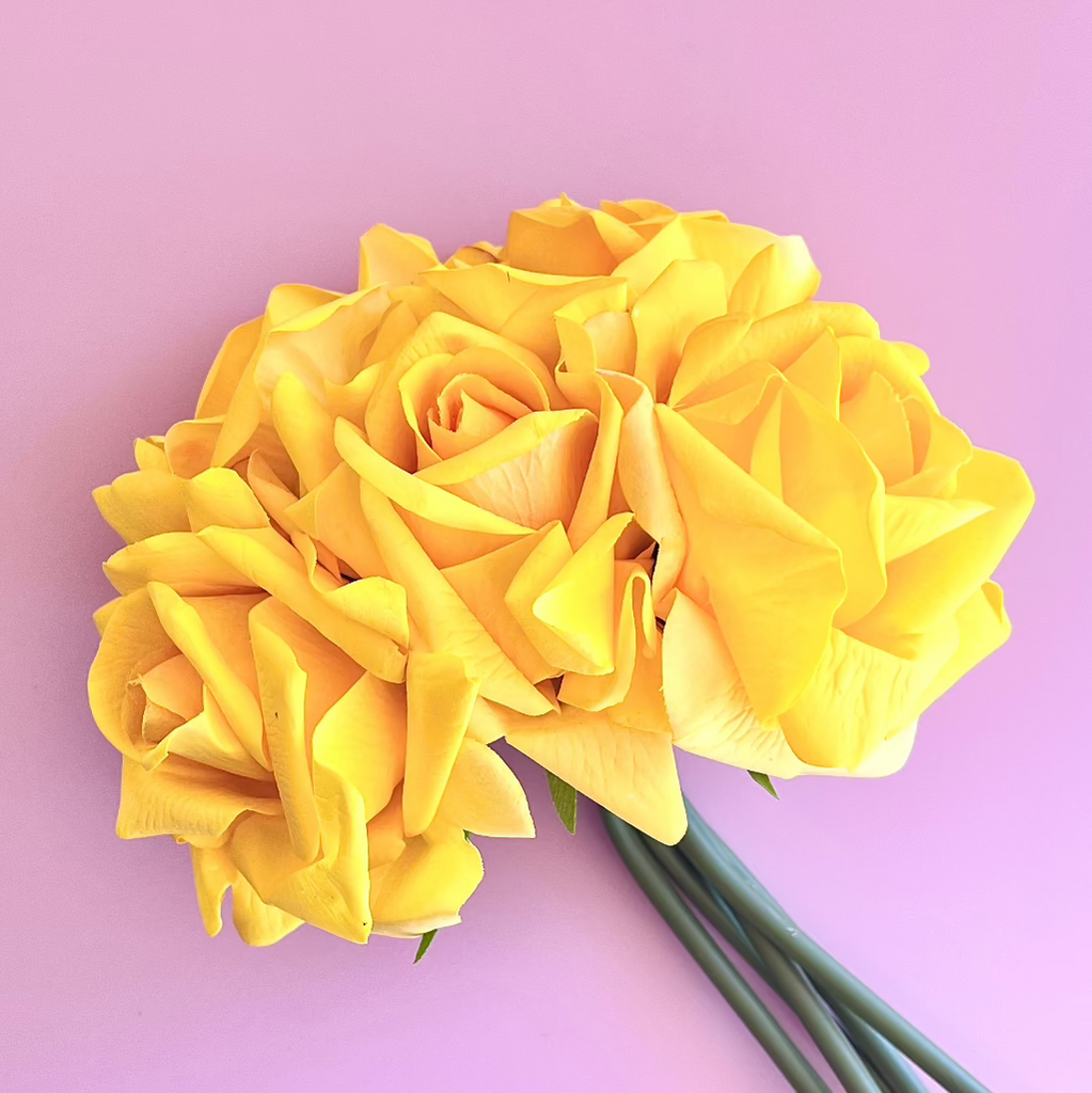 Artificial Real Touch Rose Open Bloom - Yellow