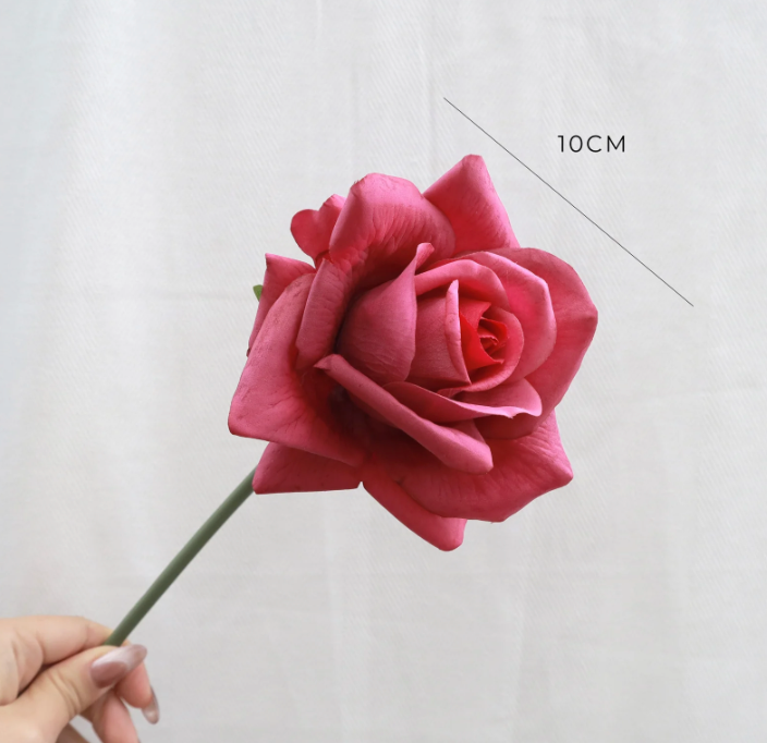 Artificial Real Touch Rose Open Bloom - Red