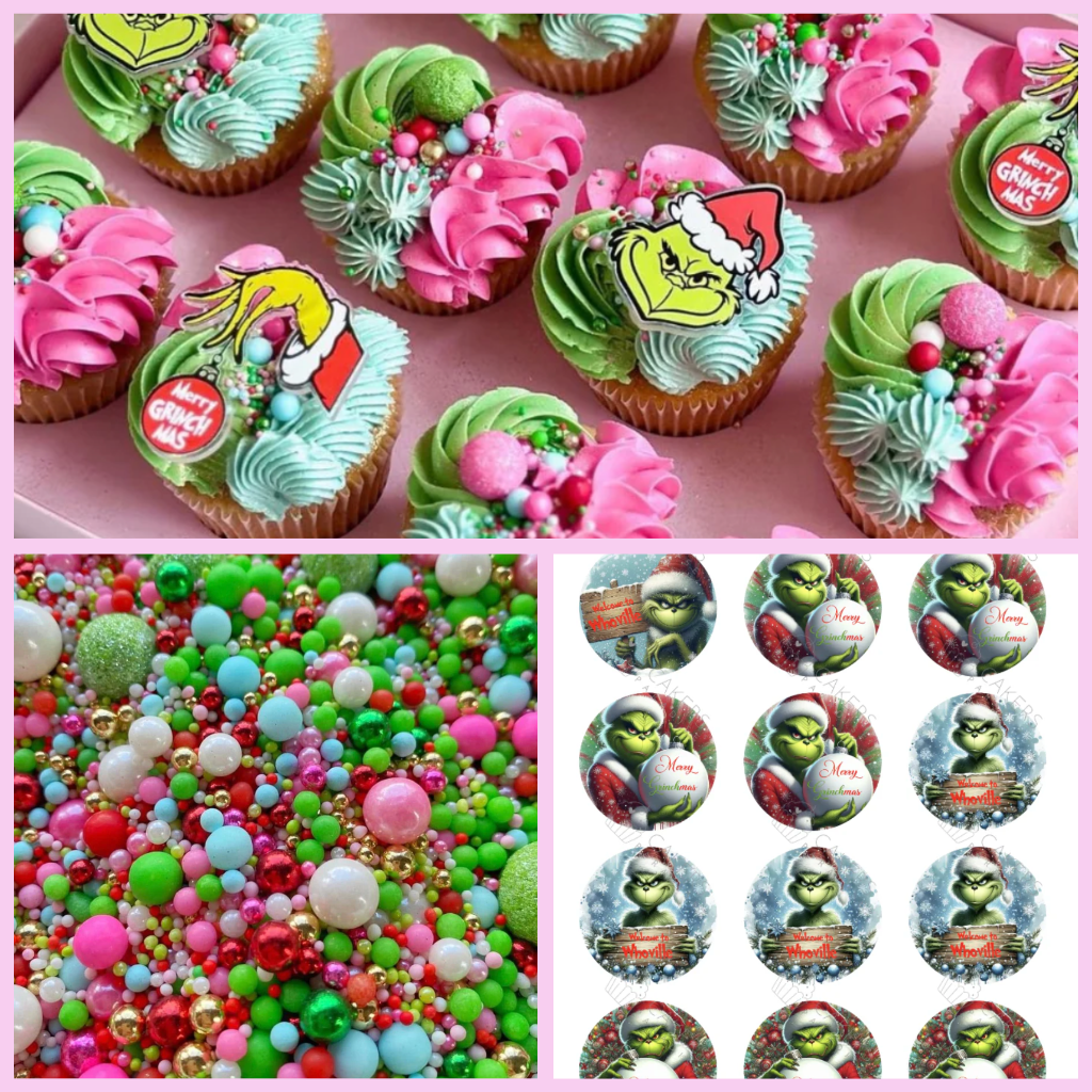 Grinch Cupcake Bundle cupcake toppers edible images sprinkles