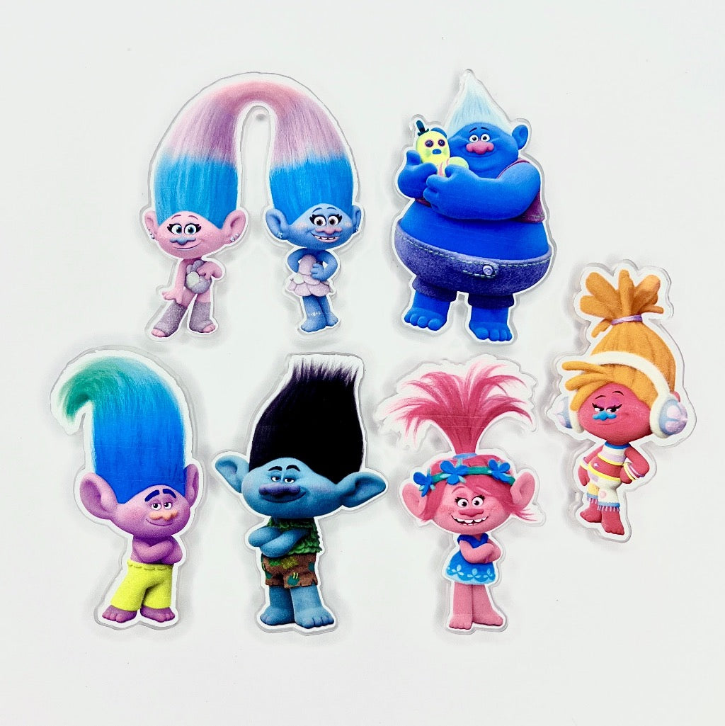 Acrylic Cupcake Topper Charms - Trolls 6pc | Cakers Paradise – Cakers ...