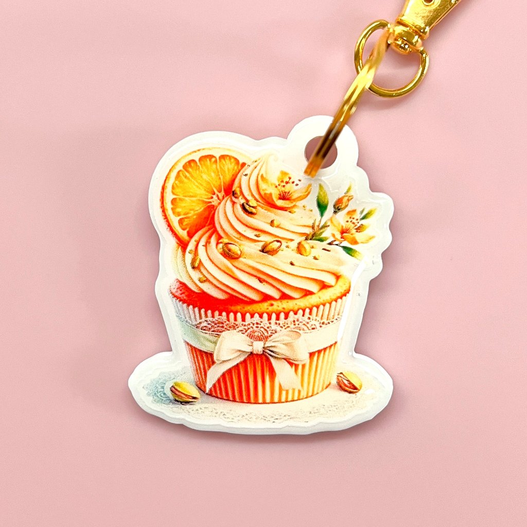 Smart Keyring Digital Business Card - Orange Cupcake 