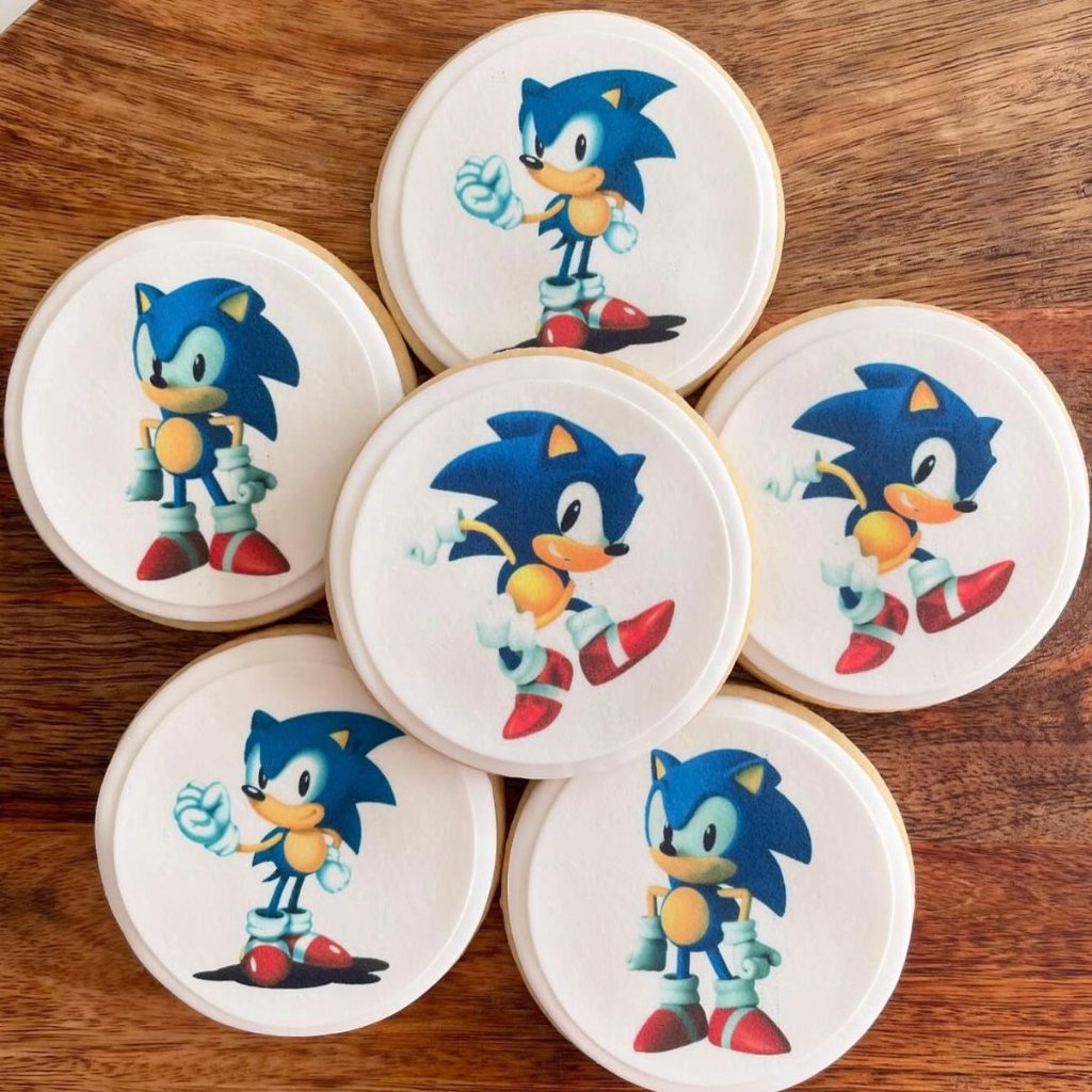 Sonic Hedgehog cookies with edible images