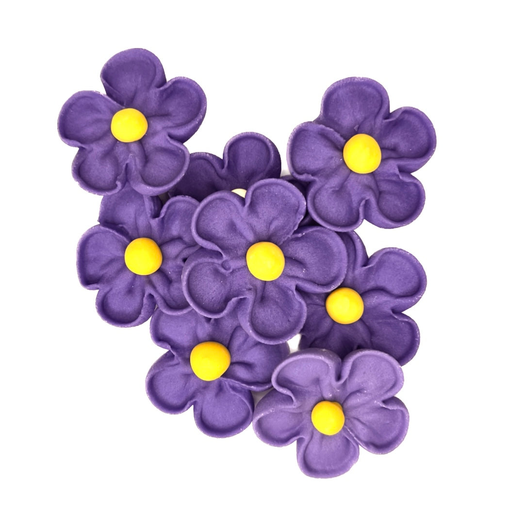 Edible Sugar Decorations - 5 Petal Purple Flowers 8pc | Cakers Paradise ...